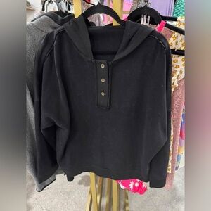 Women's Black Button-Up Hoodie